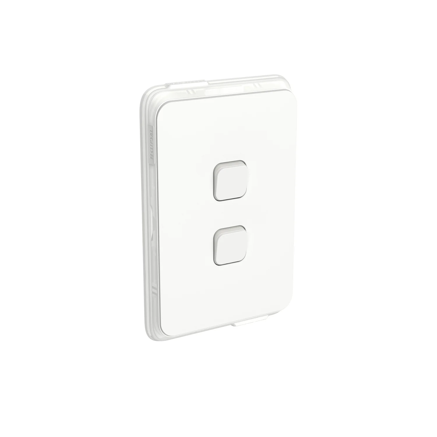 Clipsal Iconic 2 Gang Complete Switch Vivid White IP44 Rated