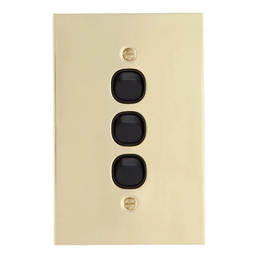 Clipsal BBSL Polished Brass 3 Gang Complete Switch - Image 2