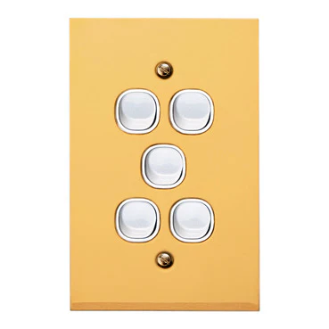 Clipsal BBSL Polished Brass 5 Gang Complete Switch - Image 2