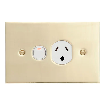 Clipsal BBSL Polished Brass Single Powerpoint Outlet Round Earth Pin - Image 2