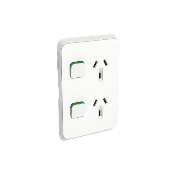 Clipsal Iconic Double Vertical Powerpoint Vivid White