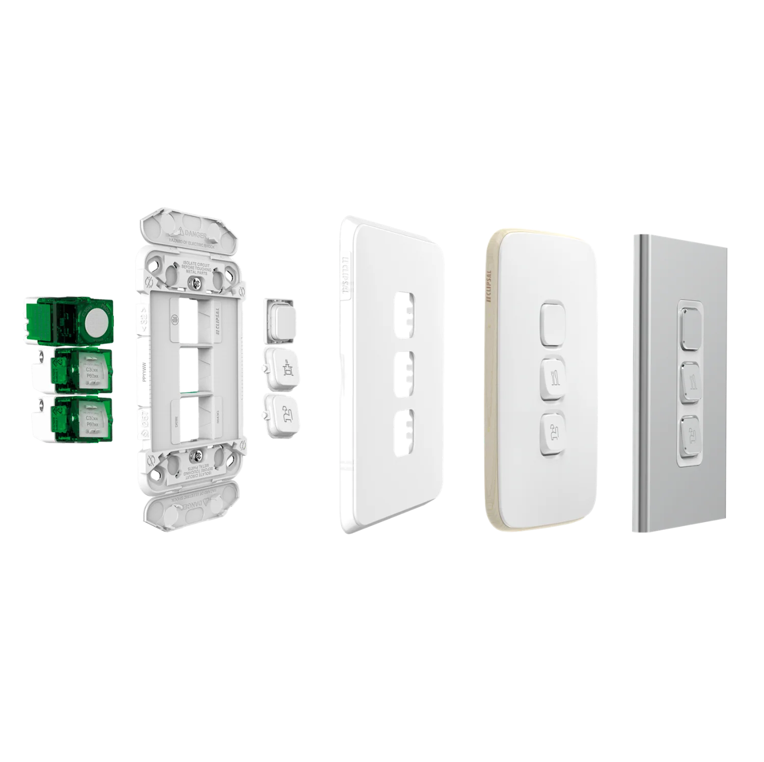 Clipsal Iconic Styl Pushbutton Assembly, Available in 3 Colours - Image 4