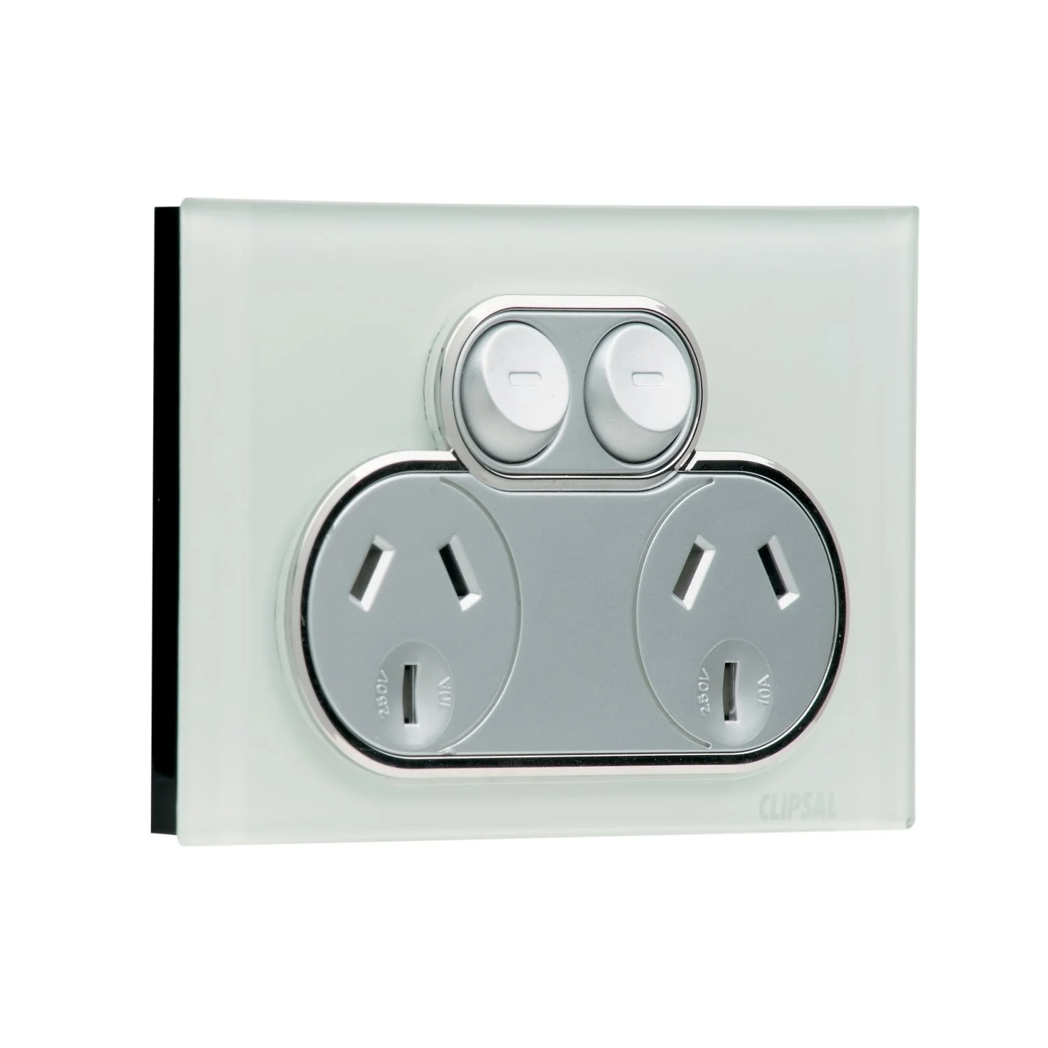 Clipsal Saturn Series Double Powerpoint 10a, Ocean Mist