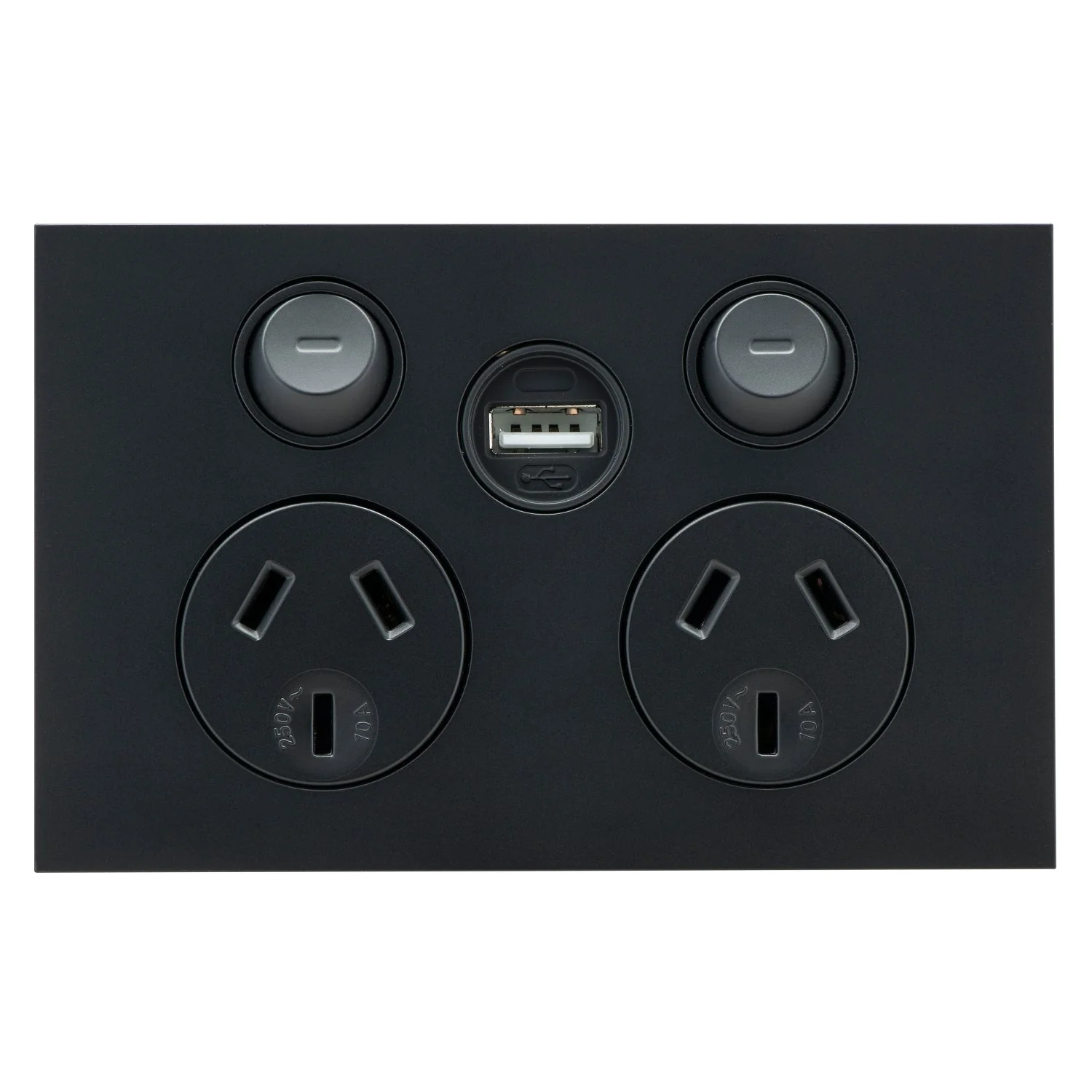 Clipsal Saturn Zen Double Powerpoint 10a With USB Charger, Matt Black