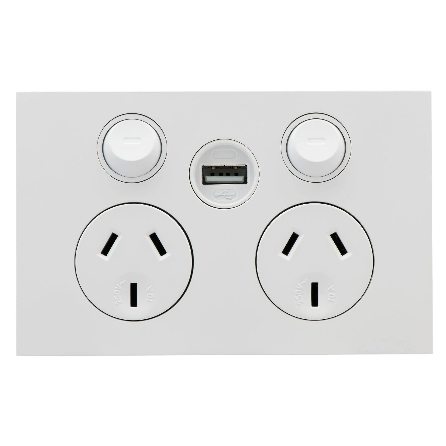 Clipsal Saturn Zen Double Powerpoint 10a With USB Charger, Matt White