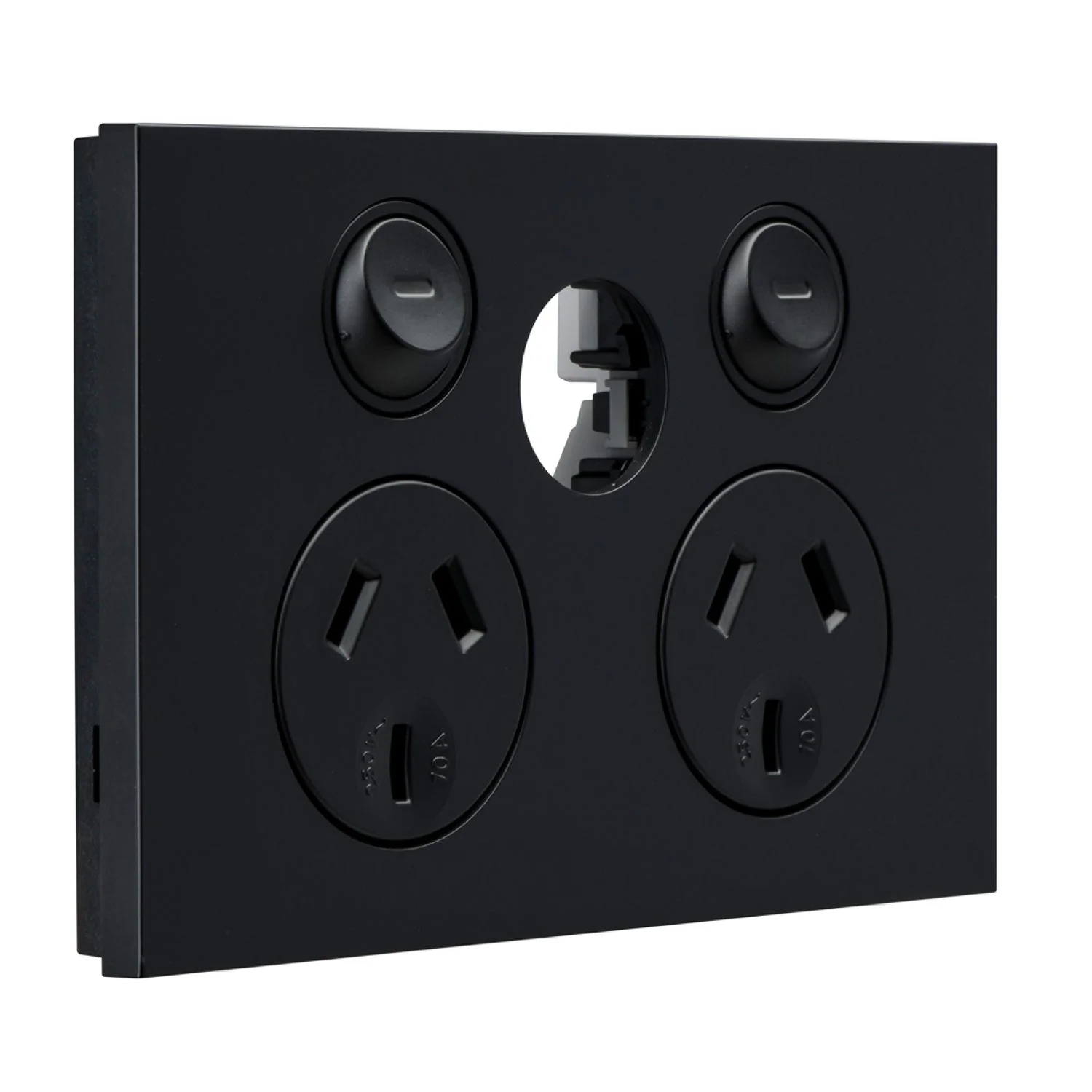 Clipsal Saturn Zen Double Powerpoint 10a Less Extra Switch, Matt Black