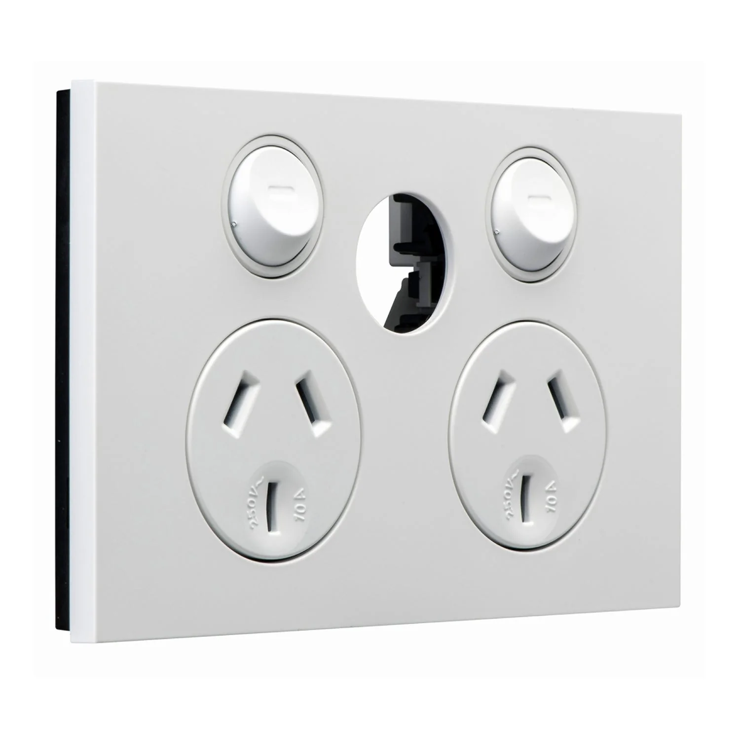 Clipsal Saturn Zen Double Powerpoint 10a Less Extra Switch, Matt White