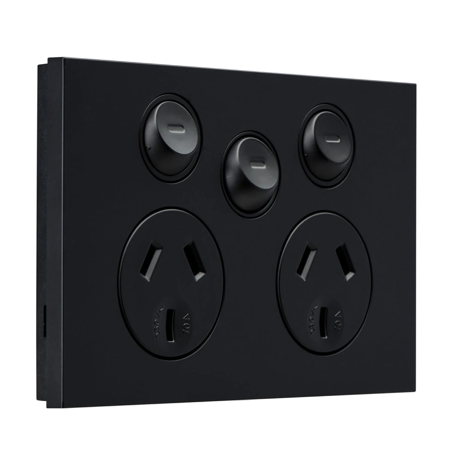 Clipsal Saturn Zen Double Powerpoint 10a With Extra Switch, Matt Black