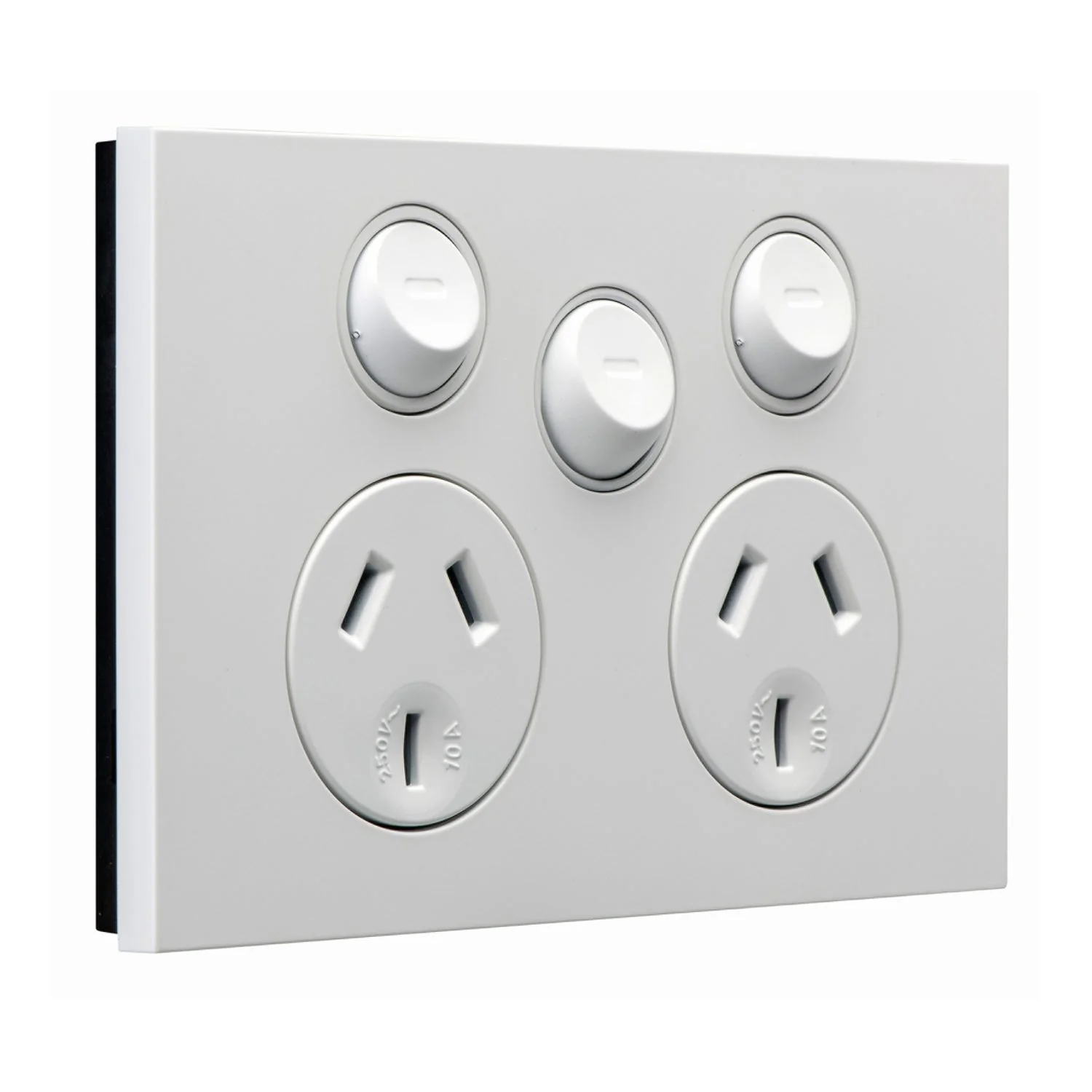 Clipsal Saturn Zen Double Powerpoint 10a With Extra Switch, Matt White
