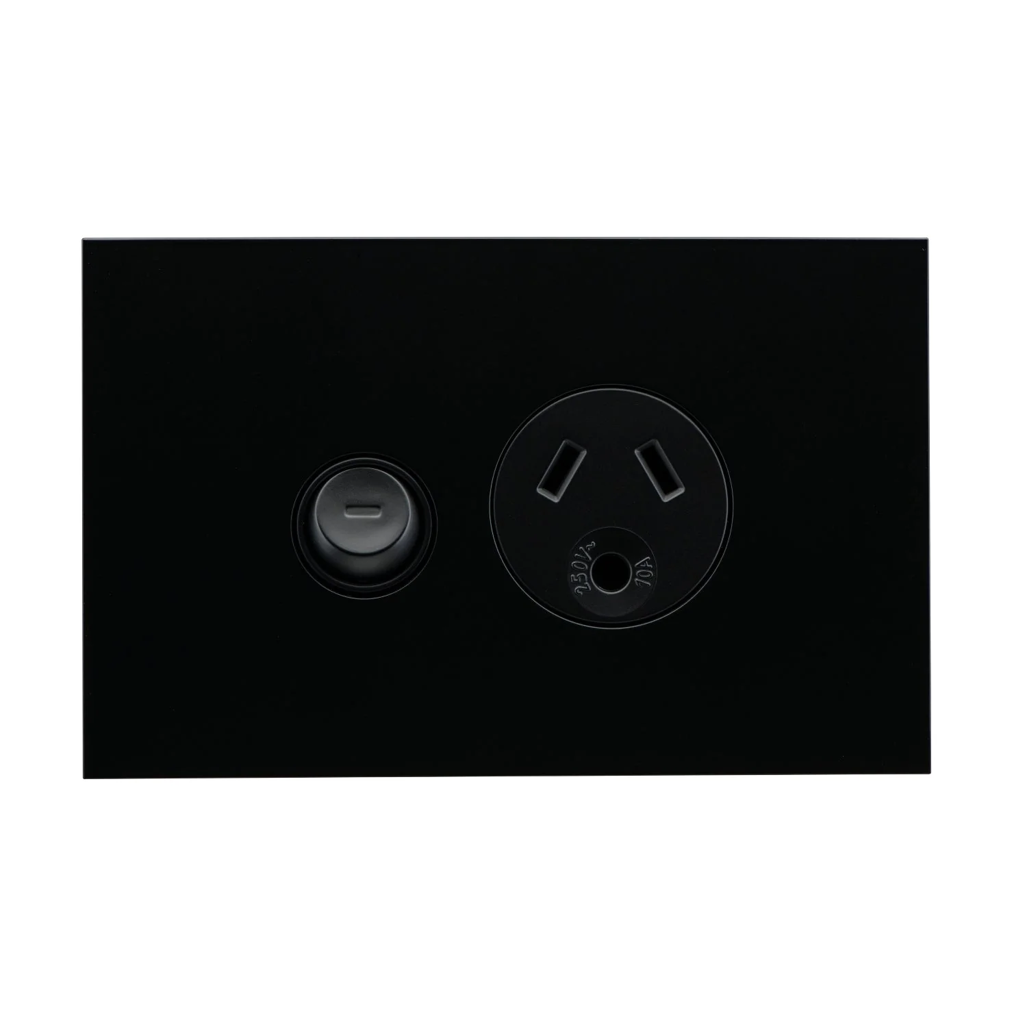 Clipsal Saturn Zen Single Powerpoint With Round Earth Matt Black