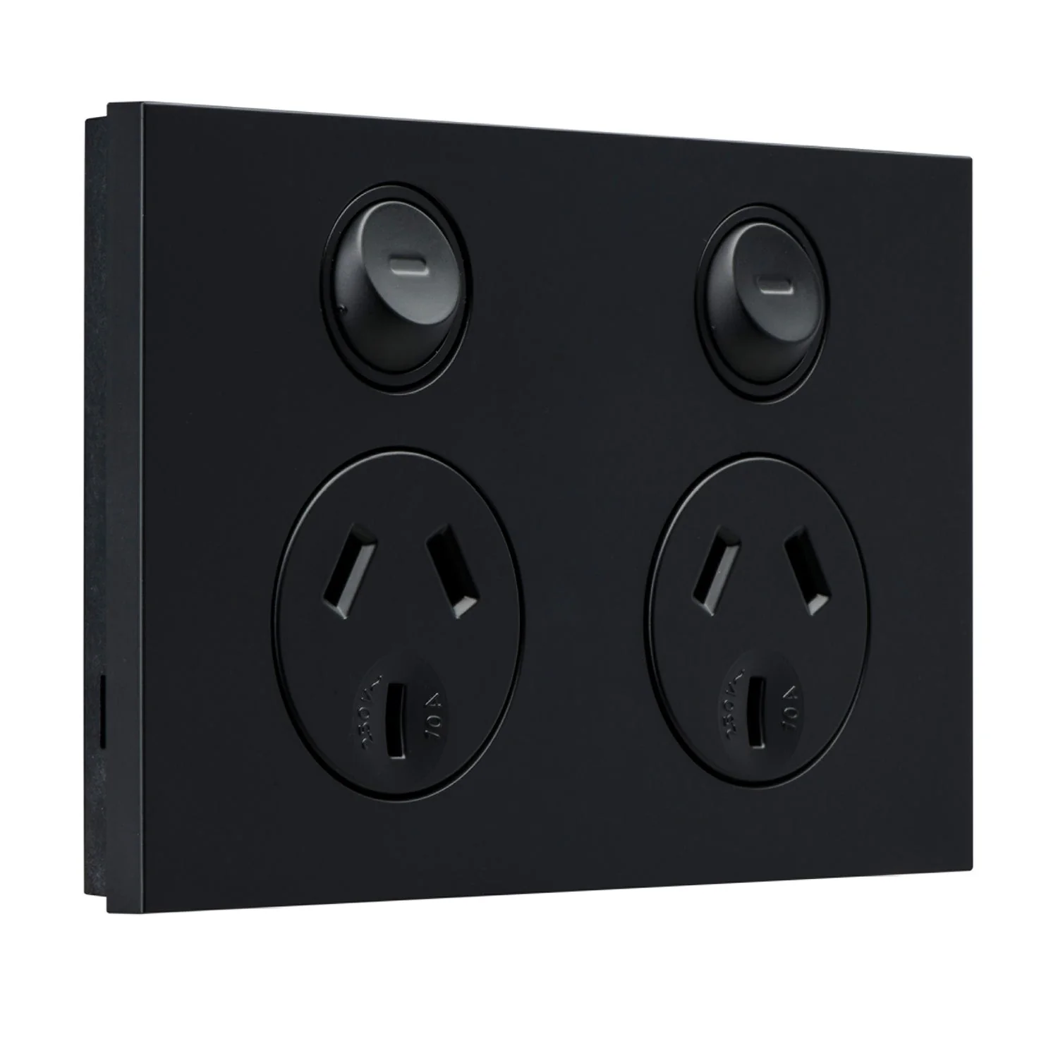 Clipsal Saturn Zen Double Powerpoint 10a, Matt Black