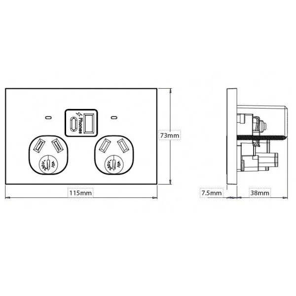 Clouded Leopard Double Powerpoint With USB A+C Charger, Available in 2 Colours - Image 5