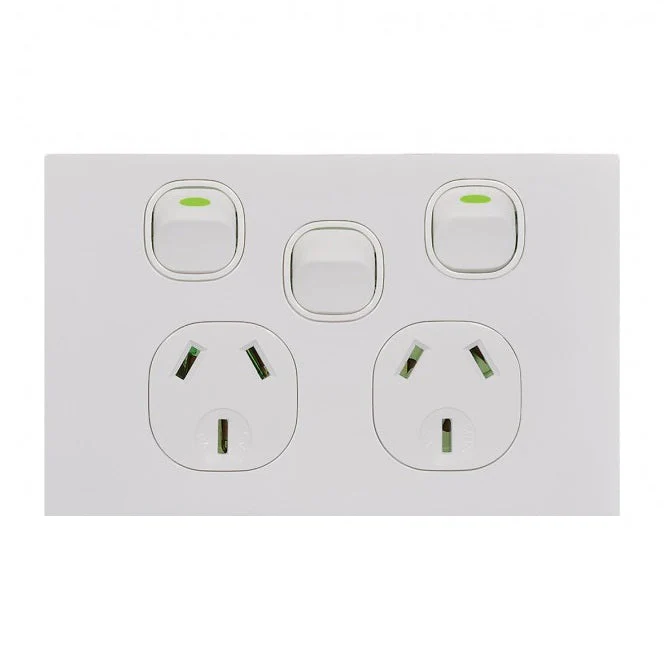 Clouded Leopard Double Powerpoint With Extra Switch 10a, Available in 2 Colours
