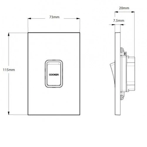 Clouded Leopard 45a Double Pole Vertical Cooker Switch, Available in 2 Colours - Image 5