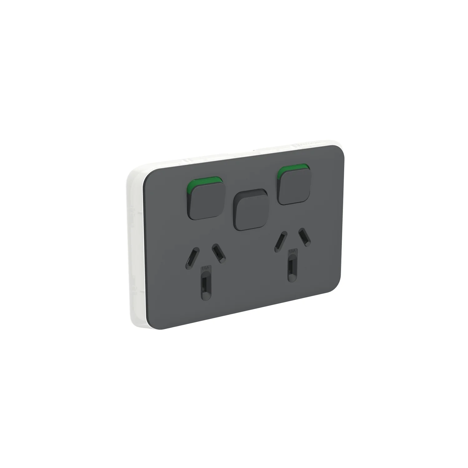 Clipsal Iconic Double Powerpoint With Extra Switch Cover Plate Only, Available in 5 Colours - Image 2