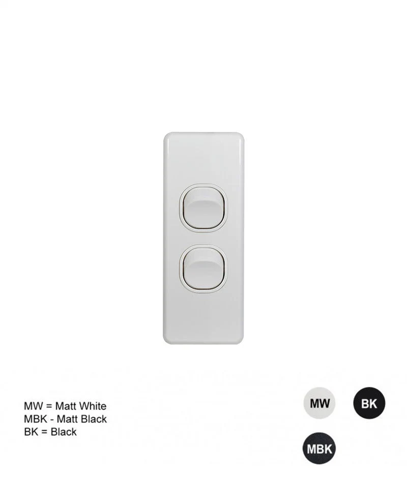 Trader Flat Cat 2 Gang Architrave Switch, Available in 4 Colours