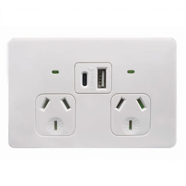 Flat Cat Slimline Fully Integrated Type A&C Dual USB Powerpoint, Available in 4 Colours - Image 3