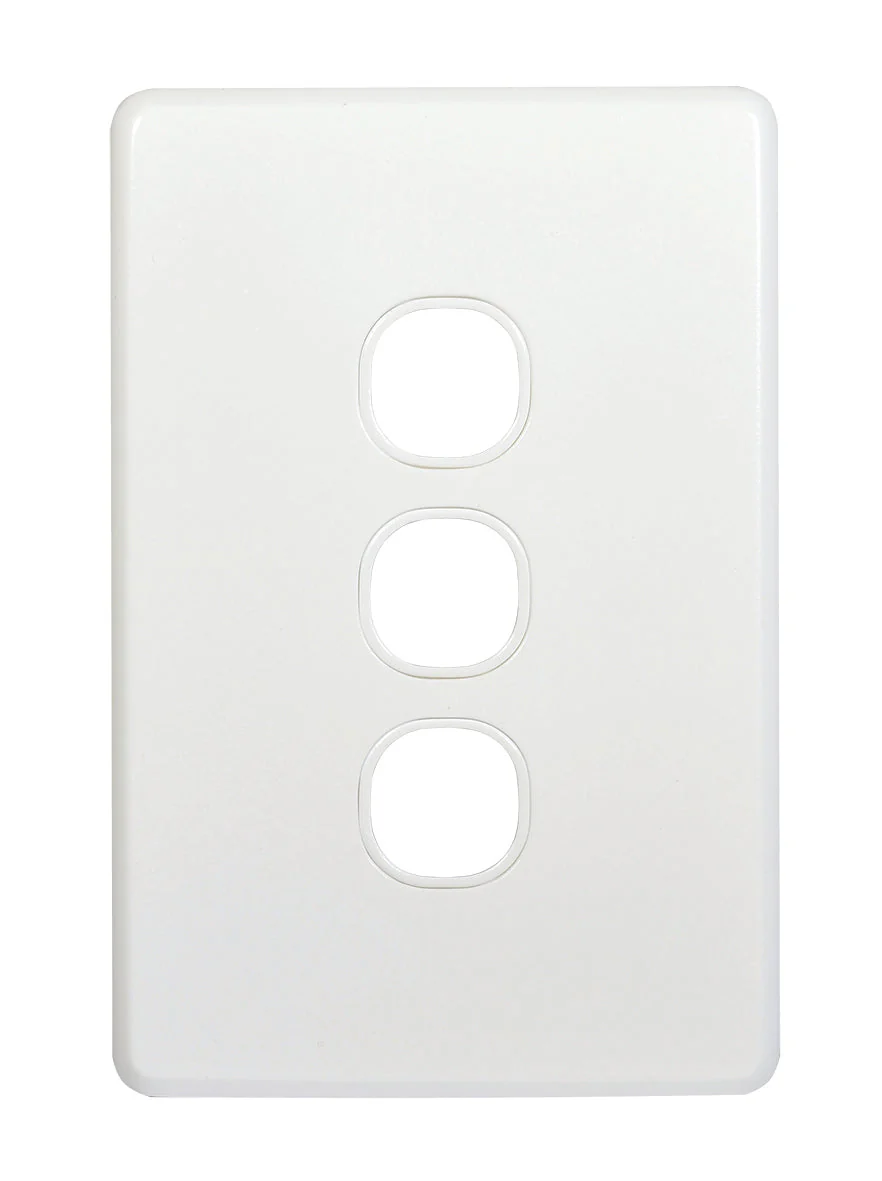 Flat Cat Slimline 3 Gang Grid & Plate Assembly, Available in 4 Colours