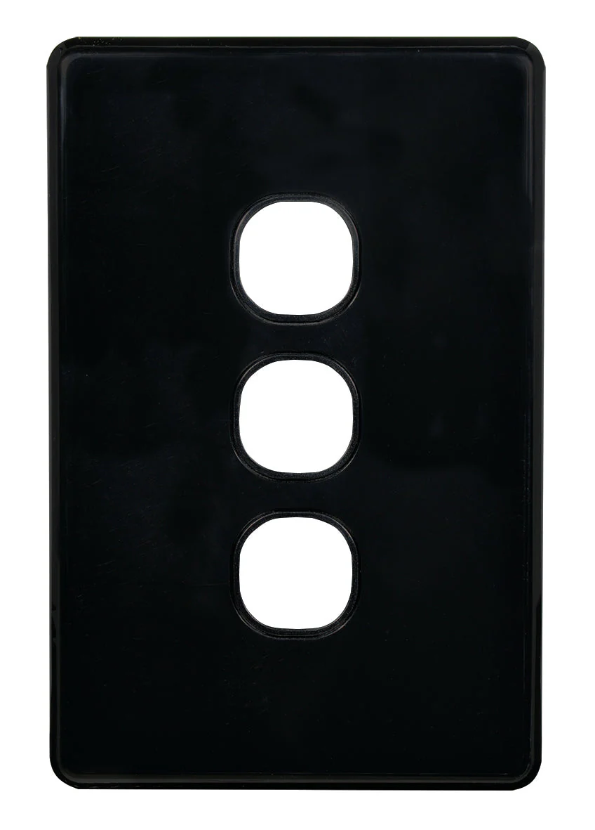 Flat Cat Slimline 3 Gang Grid & Plate Assembly, Available in 4 Colours - Image 2
