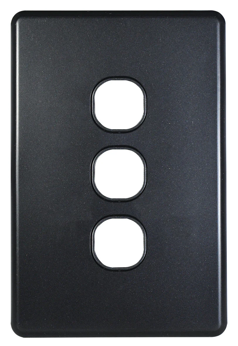 Flat Cat Slimline 3 Gang Grid & Plate Assembly, Available in 4 Colours - Image 3