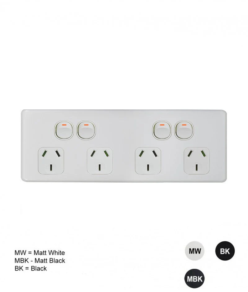 Flat Cat Slimline Quad Powerpoint 10a With Bracket, Available in 4 Colours