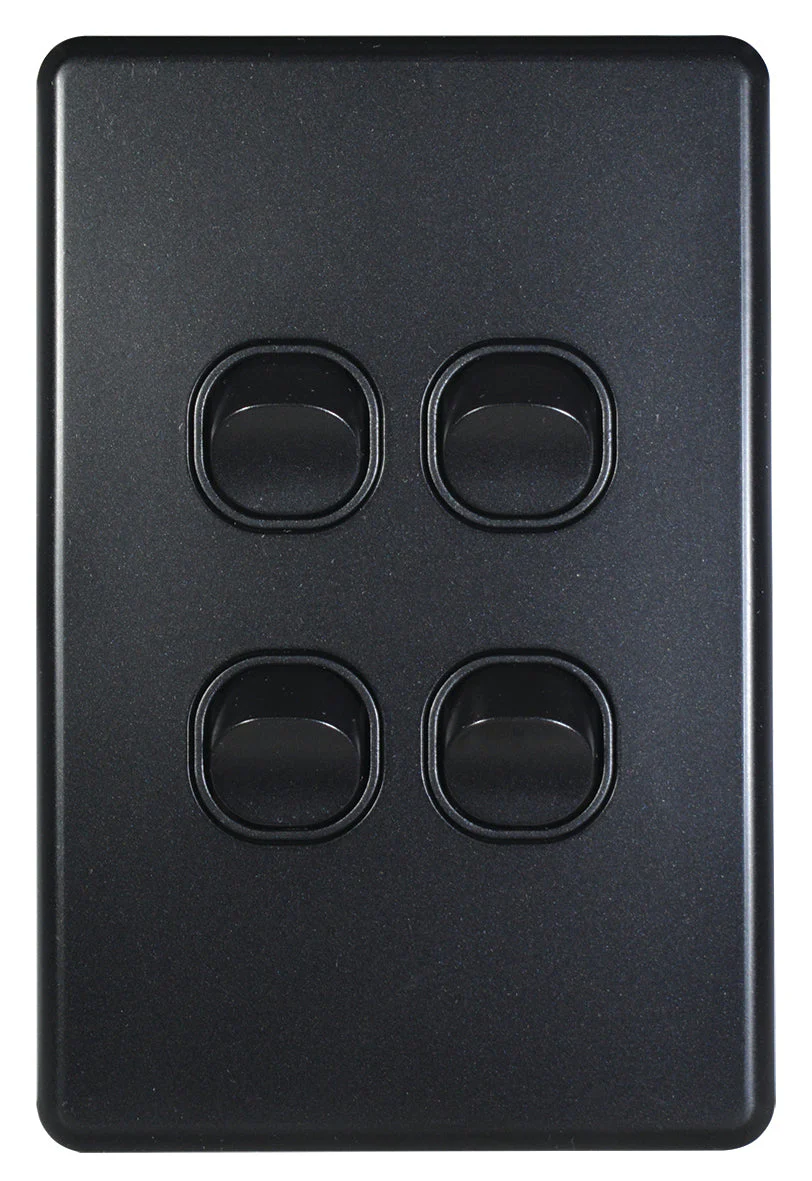 Flat Cat Slimline 4 Gang Complete Switch, Available in 4 Colours - Image 3
