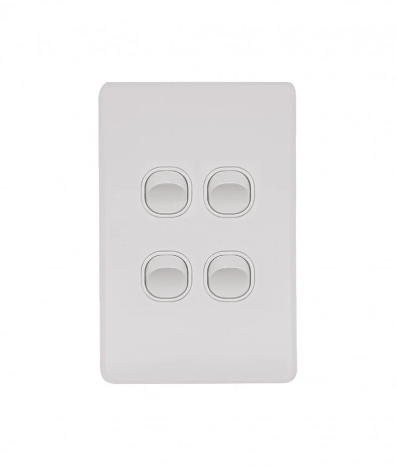 Flat Cat Slimline 4 Gang Complete Switch, Available in 4 Colours - Image 4