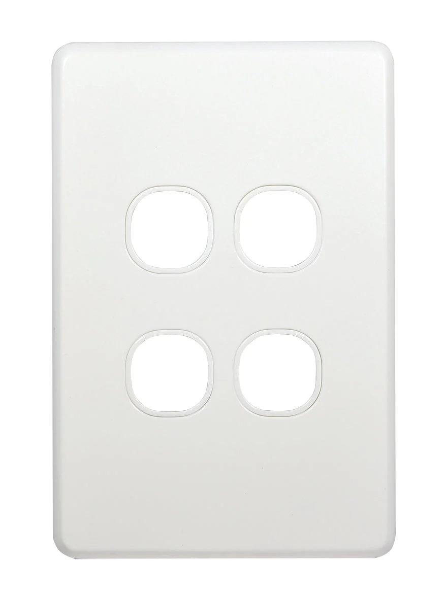 Flat Cat Slimline 4 Gang Grid & Plate Assembly, Available in 4 Colours