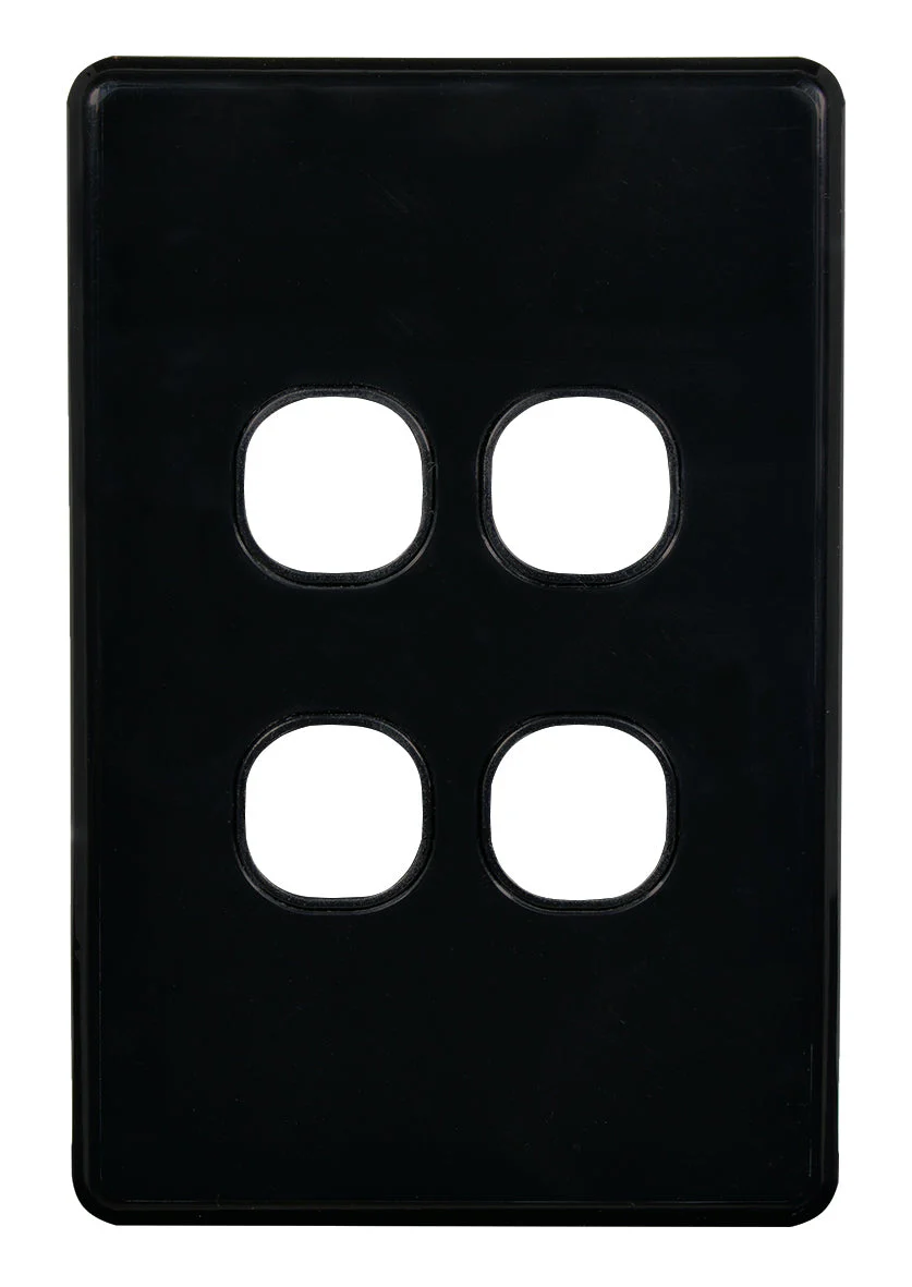Flat Cat Slimline 4 Gang Grid & Plate Assembly, Available in 4 Colours - Image 2