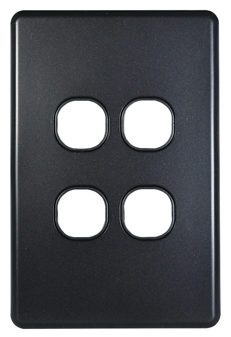 Flat Cat Slimline 4 Gang Grid & Plate Assembly, Available in 4 Colours - Image 3