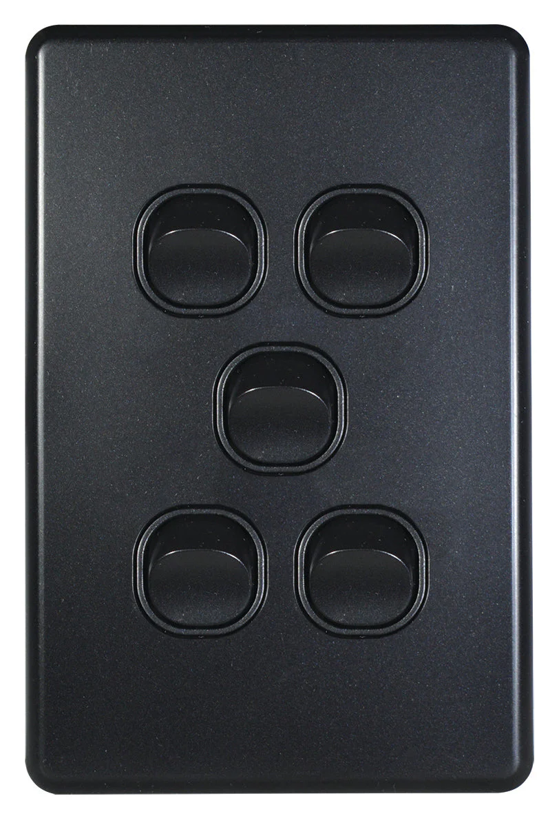 Flat Cat Slimline 5 Gang Complete Switch, Available in 4 Colours - Image 3