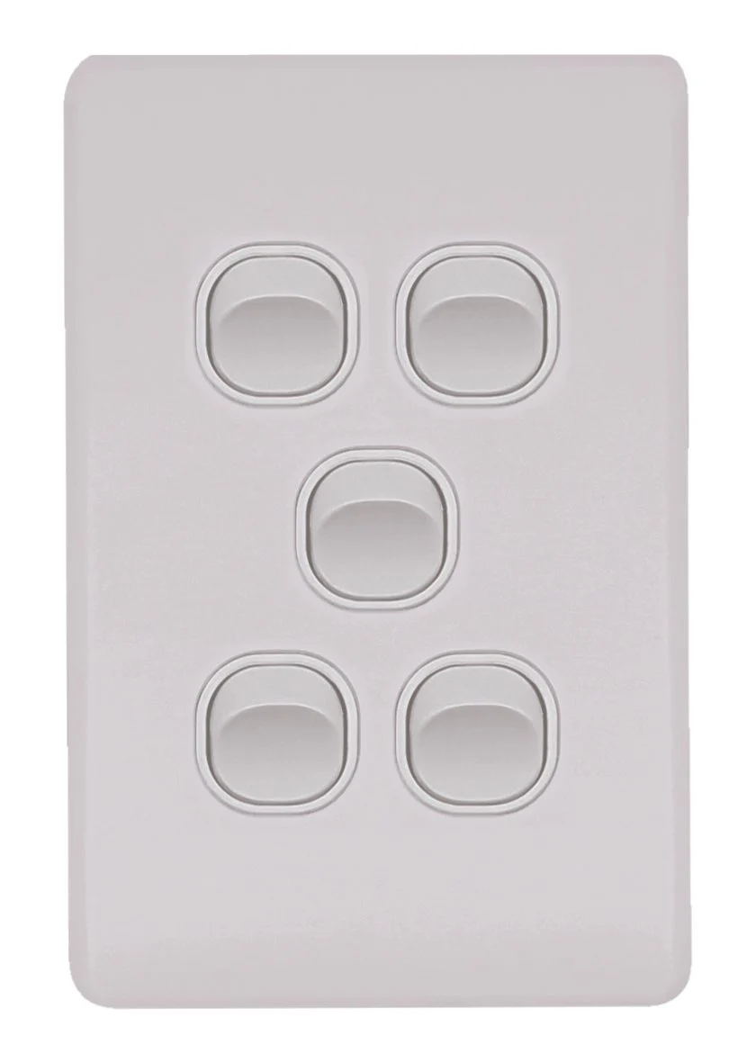 Flat Cat Slimline 5 Gang Complete Switch, Available in 4 Colours - Image 4