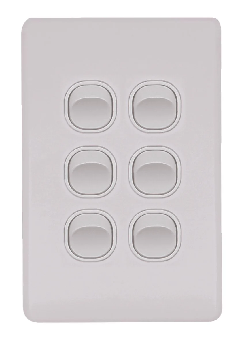 Flat Cat Slimline 6 Gang Complete Switch, Available in 4 Colours - Image 4