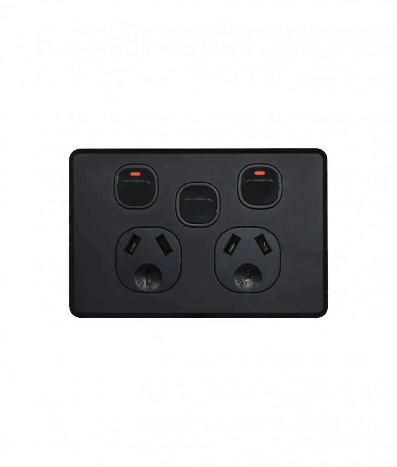 Flat Cat Slimline Double Powerpoint With Extra Switch, Available in 4 Colours - Image 2