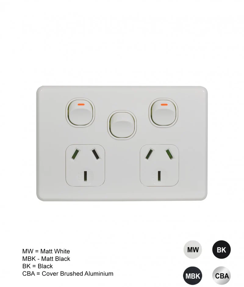 Flat Cat Slimline Double Powerpoint With Extra Switch, Available in 4 Colours - Image 4