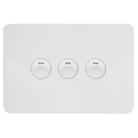 Hager Allure 3 Gang IP44 Horizontal Switch, Available in 3 Colours