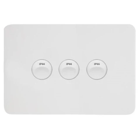 Hager Allure 3 Gang IP44 Horizontal Switch, Available in 3 Colours - Image 2