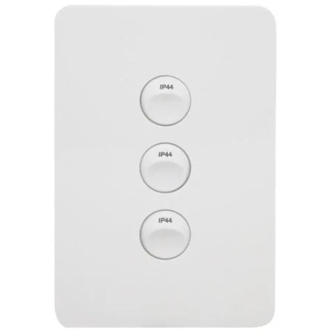 Hager Allure 3 Gang IP44 Vertical Switch, Available in 3 Colours