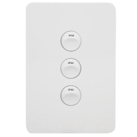 Hager Allure 3 Gang IP44 Vertical Switch, Available in 3 Colours - Image 2
