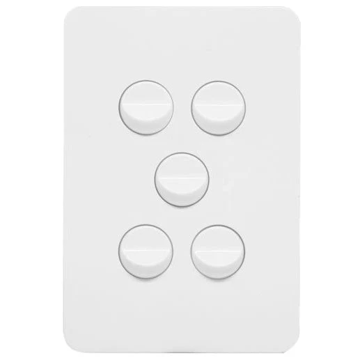 Hager Allure 5 Gang Switch, Available in 3 Colours