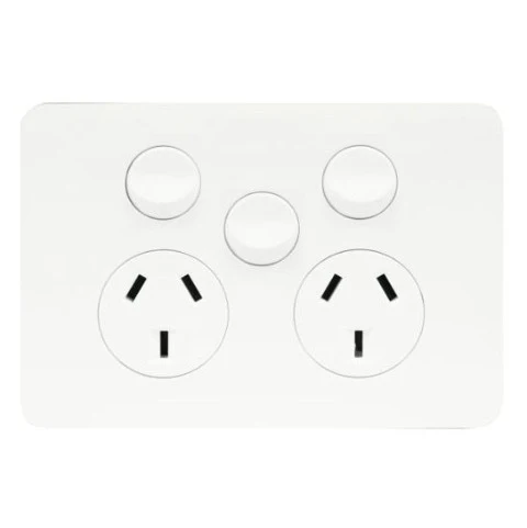 Hager Allure Double Powerpoint With Extra Switch, Available in 3 Colours