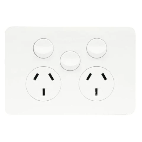 Hager Allure Double Powerpoint With Extra Switch, Available in 3 Colours - Image 2