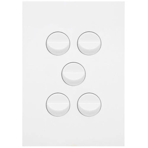 Hager Finesse 5 Gang Switch, Available in 3 Colours