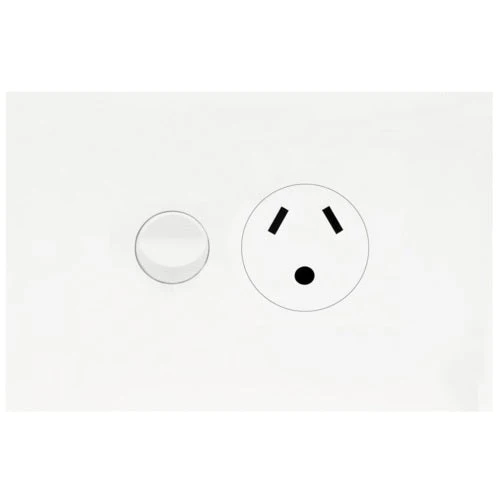 Hager Finesse Single Powerpoint 10a With Round Earth, Available in 3 Colours
