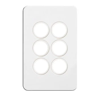 Hager Silhouette 6 Gang Grid & Plate Assembly, Available in 3 Colours