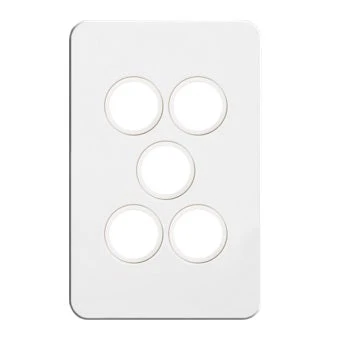 Hager Silhouette 5 Gang Grid & Plate Assembly, Available in 3 Colours