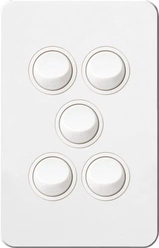 Hager Silhouette 5 Gang Complete Switch, Available in 3 Colours - Image 2
