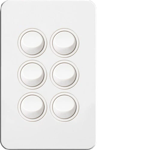 Hager Silhouette 6 Gang Complete Switch, Available in 3 Colours - Image 2