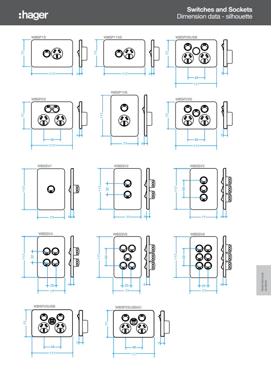 Hager Silhouette Double Powerpoint 10a, Available in 3 Colours - Image 6
