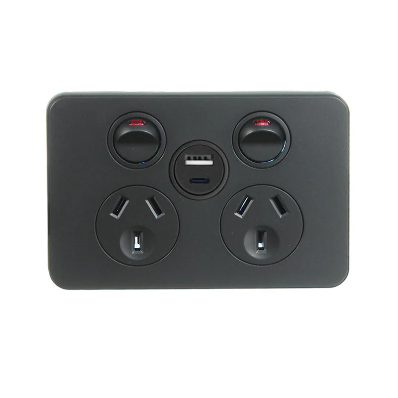 Hager Silhouette Double Powerpoint 10a With Type A&C USB Charger, Available in 3 Colours - Image 3